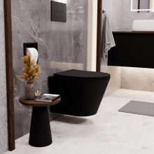 HD Madrid Matt Black perem nélküli mély öblítésű matt fekete fali WC tető nélkül