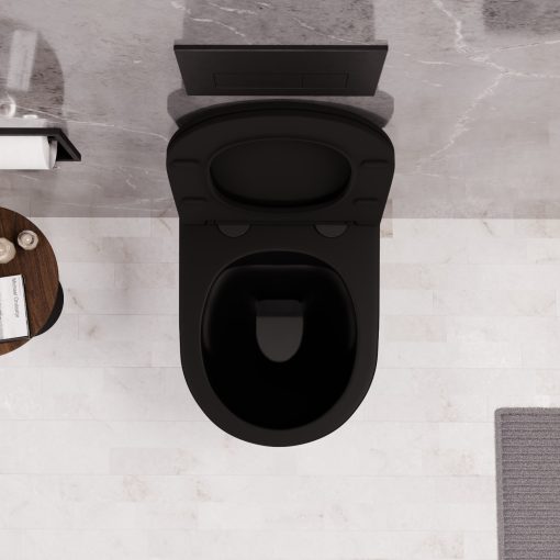 HD Madrid Matt Black perem nélküli mély öblítésű matt fekete fali WC tető nélkül