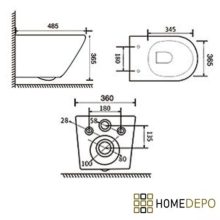 HD Madrid Matt Black perem nélküli mély öblítésű matt fekete fali WC tető nélkül