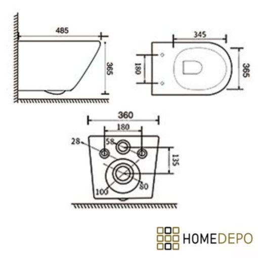 HD Madrid Matt Black perem nélküli mély öblítésű matt fekete fali WC tető nélkül