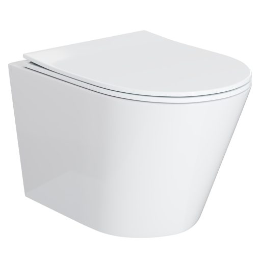 HD Madrid Glossy White perem nélküli mély öblítésű íves fali WC tető nélkül