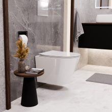 HD Madrid Glossy White perem nélküli mély öblítésű íves fali WC tető nélkül