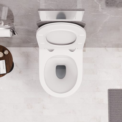 HD Madrid Glossy White perem nélküli mély öblítésű íves fali WC slim "P" tetővel és fényes króm zsanérral