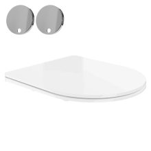 HD Madrid Glossy White perem nélküli mély öblítésű íves fali WC slim "P" tetővel és fényes króm zsanérral