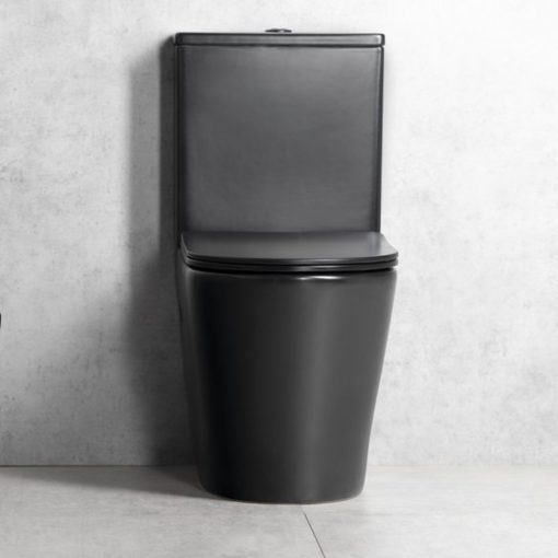 HD Dream Matt Black perem nélküli mély öblítésű íves fekete monoblokkos WC hátsó kifolyású tető nélkül + tartály