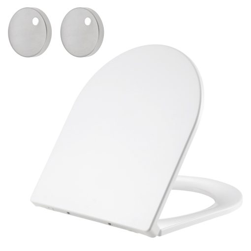 HD Dream Glossy White perem nélküli mély öblítésű íves monoblokkos WC hátsó kifolyású slim "A" tetővel és fényes króm kiegészítőkkel + tartály