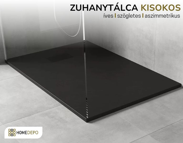 Zuhanytálca kisokos – íves, szögletes aszimmetrikus