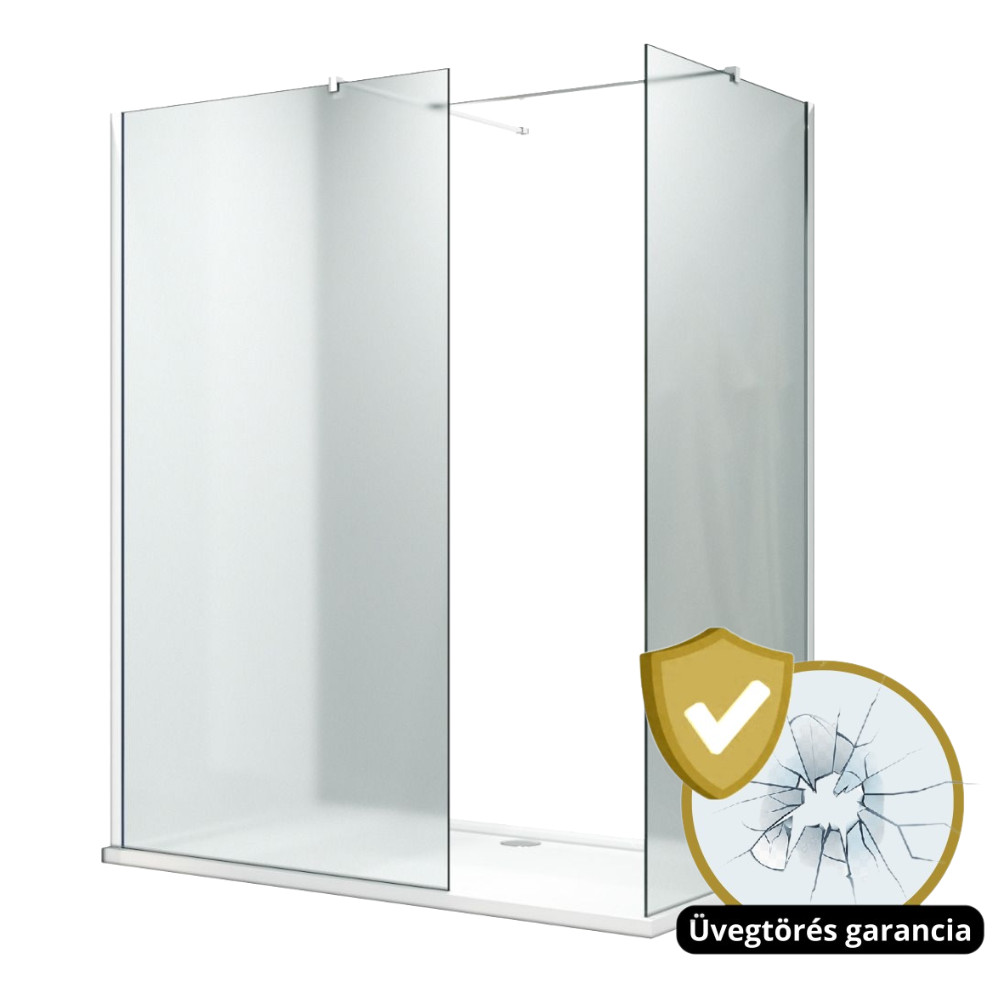 HD Arlo Matt Kombi Walk-In zuhanyfal, 110x90 cm, 8 mm vastag vízlepergető biztonsági matt üveggel, 200 cm magas, króm profillal és távtartóval