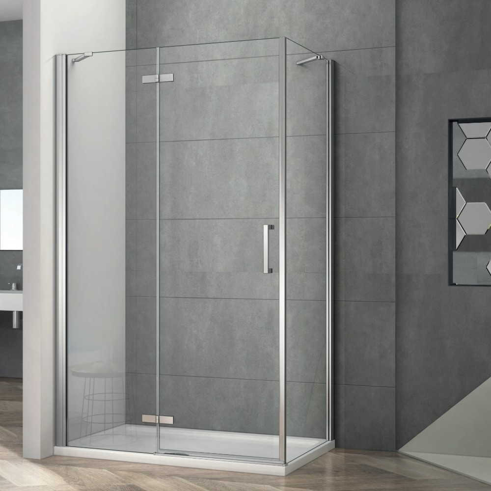AQUATREND Jade N02 120x90 balos aszimmetrikus szögletes nyilóajtós zuhanykabin 6 mm vastag vízlepergető biztonsági üveggel, krómozott elemekkel, 195 cm magas