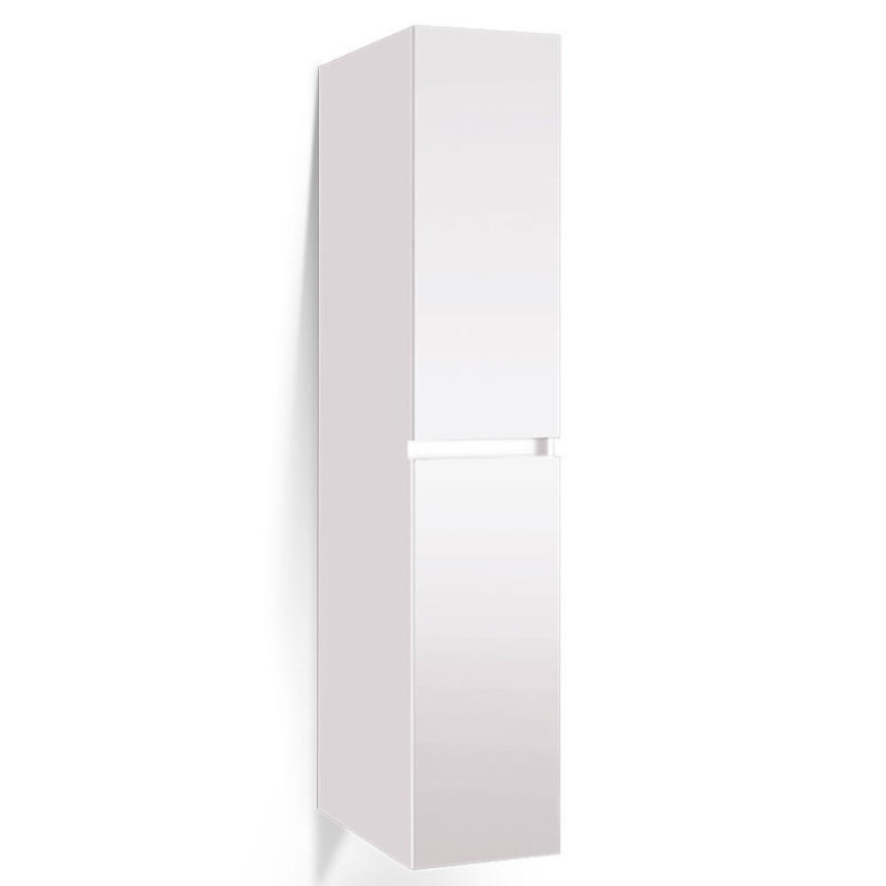 Wellis Elois White függesztett fürdőszobai magas szekrény magasfényű fehér színű lakkozott felülettel 