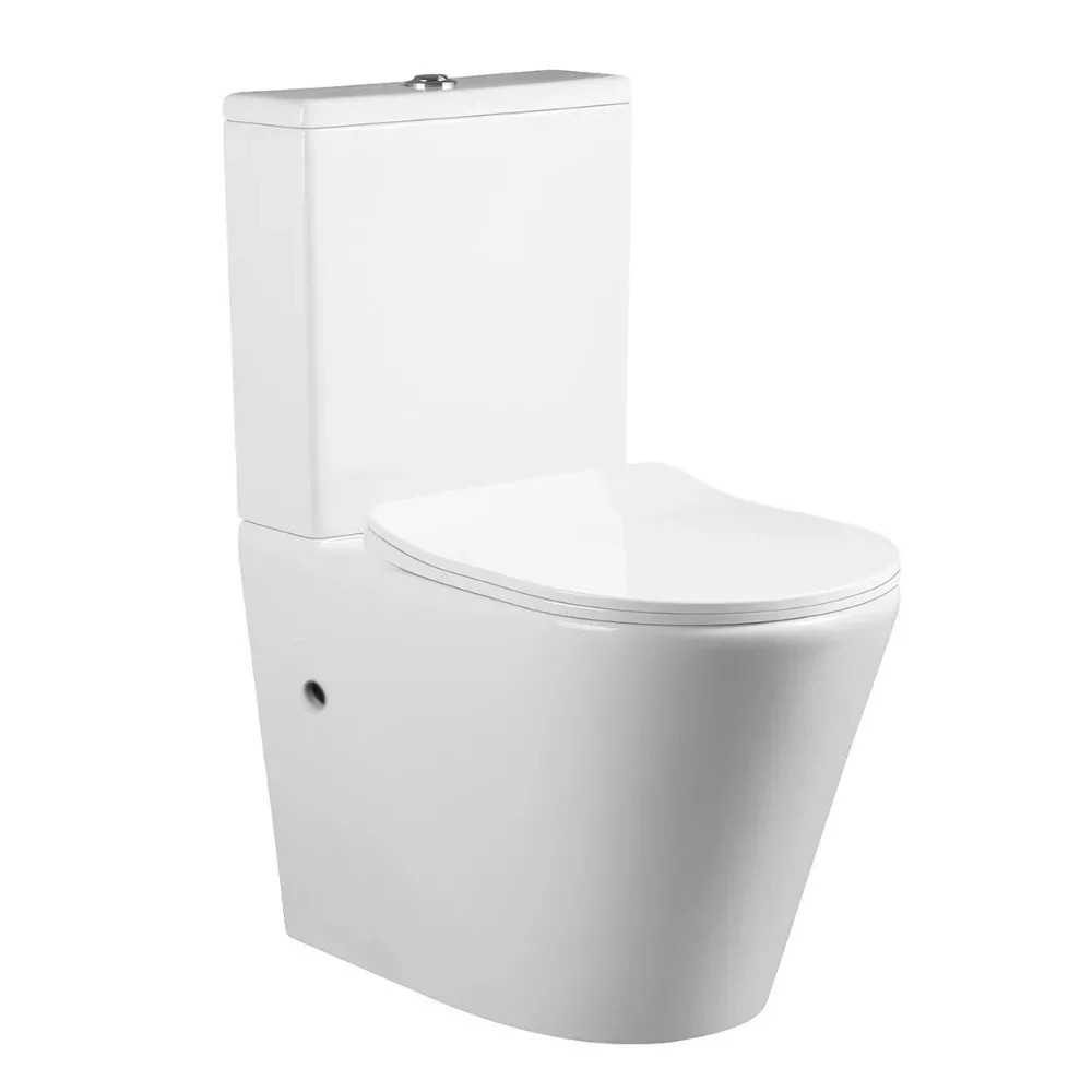 Lisa White perem nélküli mély öblítésű íves monoblokkos WC alsó/hátsó kifolyású tető nélkül + tartály