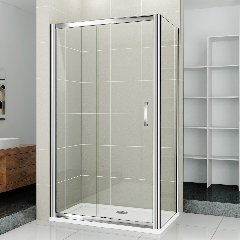 AQUATREND ZENX 632 140x80 aszimmetrikus szögletes tolóajtós zuhanykabin 6 mm vastag vízlepergető biztonsági üveggel, krómozott elemekkel, 190 cm magas